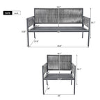 4-Piece Patio Conversation Set with Tempered Glass Table