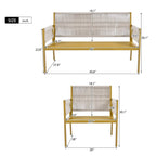 4-Piece Patio Conversation Set with Tempered Glass Table