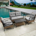 Patio 4 Piece Sectional Low Dining Conversation Sofa Set