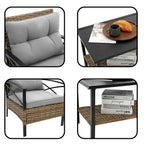 Patio 4 Piece Sectional Low Dining Conversation Sofa Set