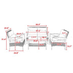 Patio 4 Piece Sectional Low Dining Conversation Sofa Set