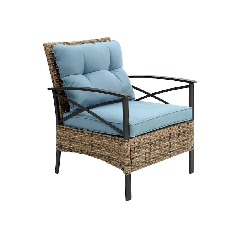 Patio 4 Piece Sectional Low Dining Conversation Sofa Set