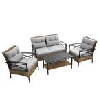 Patio 4 Piece Sectional Low Dining Conversation Sofa Set