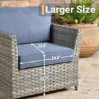 HOOOWOOO 10-piece Rattan Wicker Sectional Sofa Patio Furniture Set with Fire Pit Table