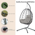 Egg Chair with Stand, Outdoor Swing Chair, Patio Wicker Hanging Egg Chair for Bedroom Living Room Balcony
