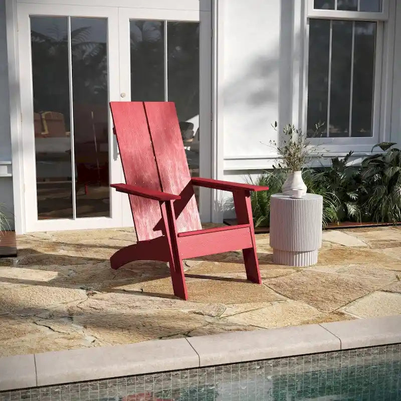 Modern Dual Slat Back Adirondack Style Patio Chair