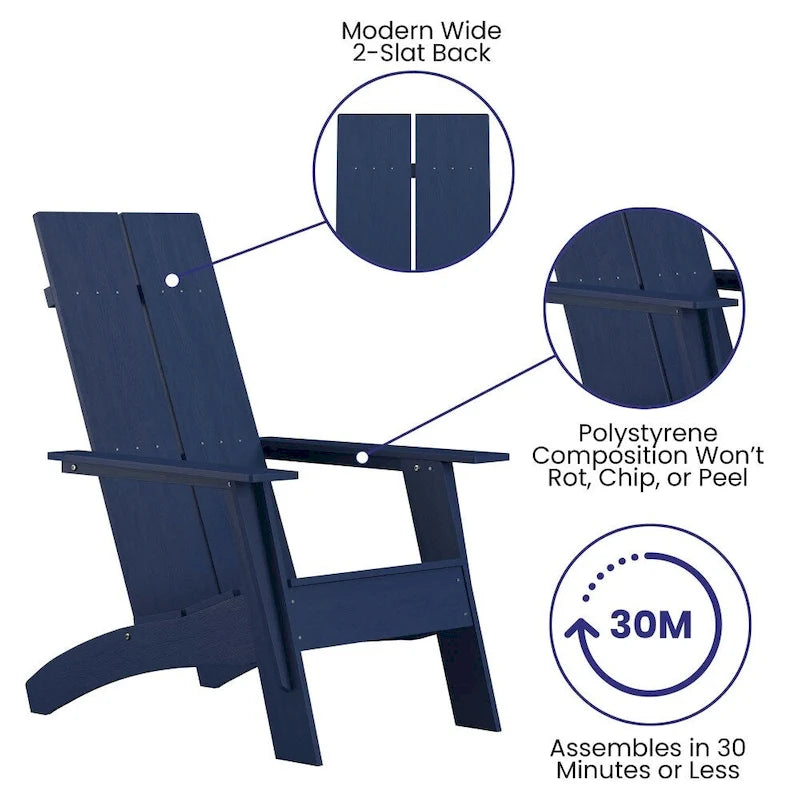Modern Dual Slat Back Adirondack Style Patio Chair