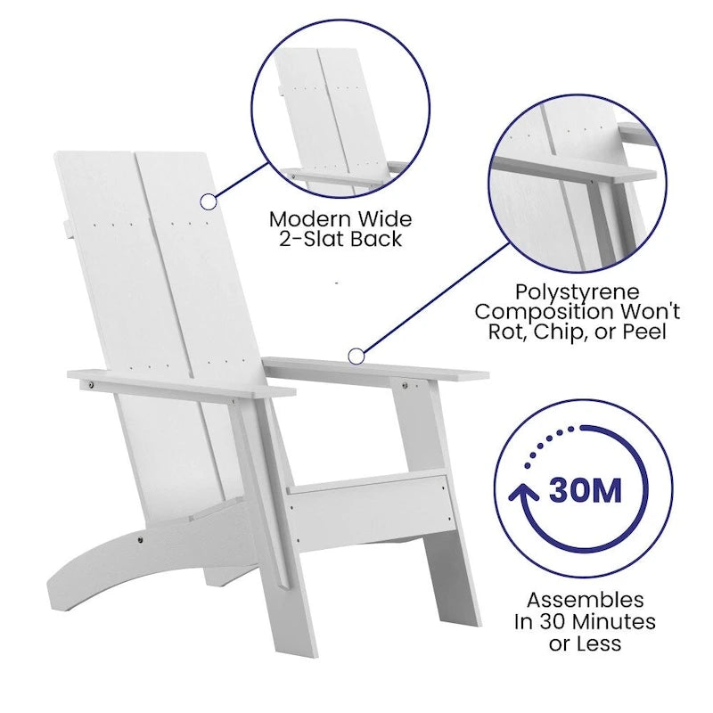 Modern Dual Slat Back Adirondack Style Patio Chair