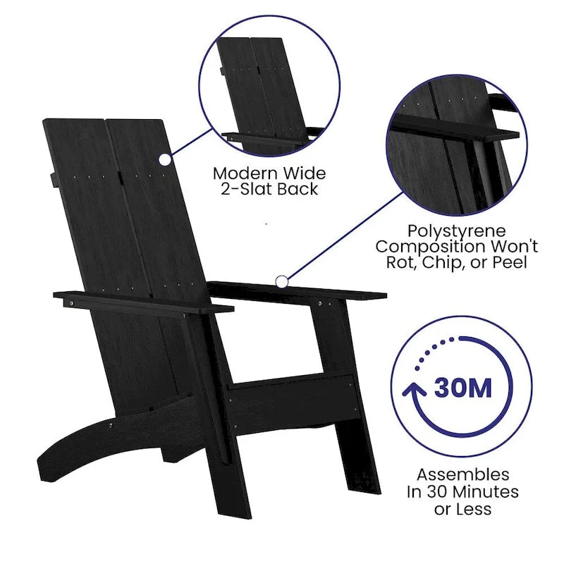 Modern Dual Slat Back Adirondack Style Patio Chair