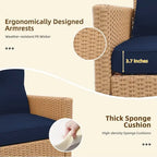 Patio Watcher 2 Pieces Outdoor Beige Rattan 360 Degree Swing Patio Conversation Chair Set with Cushions