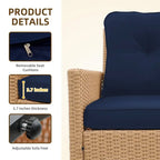 Patio Watcher 2 Pieces Outdoor Beige Rattan 360 Degree Swing Patio Conversation Chair Set with Cushions