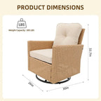 Patio Watcher 2 Pieces Outdoor Beige Rattan 360 Degree Swing Patio Conversation Chair Set with Cushions