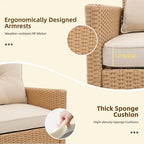 Patio Watcher 2 Pieces Outdoor Beige Rattan 360 Degree Swing Patio Conversation Chair Set with Cushions