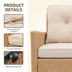 Patio Watcher 2 Pieces Outdoor Beige Rattan 360 Degree Swing Patio Conversation Chair Set with Cushions