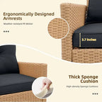 Patio Watcher 2 Pieces Outdoor Beige Rattan 360 Degree Swing Patio Conversation Chair Set with Cushions