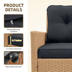 Patio Watcher 2 Pieces Outdoor Beige Rattan 360 Degree Swing Patio Conversation Chair Set with Cushions