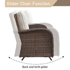 2 Seater Wicker Sofa Chai with Coffee Table - Brown
