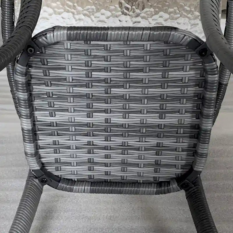 Outdoor Rattan Coffee Table with Storage Shelf, Wicker Side Table with Glass Top