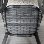 Outdoor Rattan Coffee Table with Storage Shelf, Wicker Side Table with Glass Top