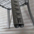 Outdoor Rattan Coffee Table with Storage Shelf, Wicker Side Table with Glass Top