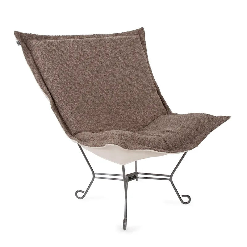 Allan Andrews Scroll Puff Chair with Titanium Frame, Barbet Collection