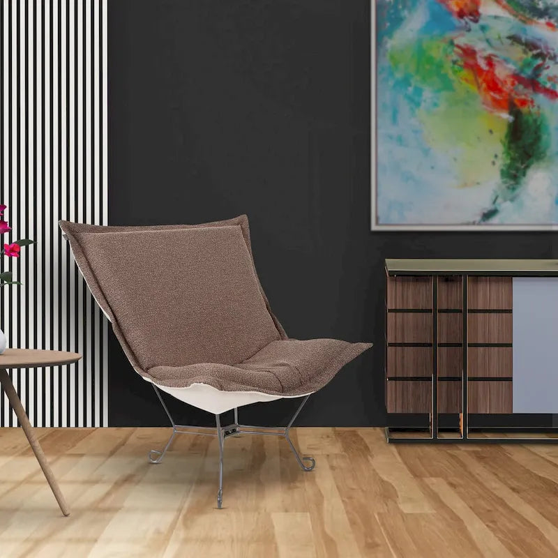 Allan Andrews Scroll Puff Chair with Titanium Frame, Barbet Collection