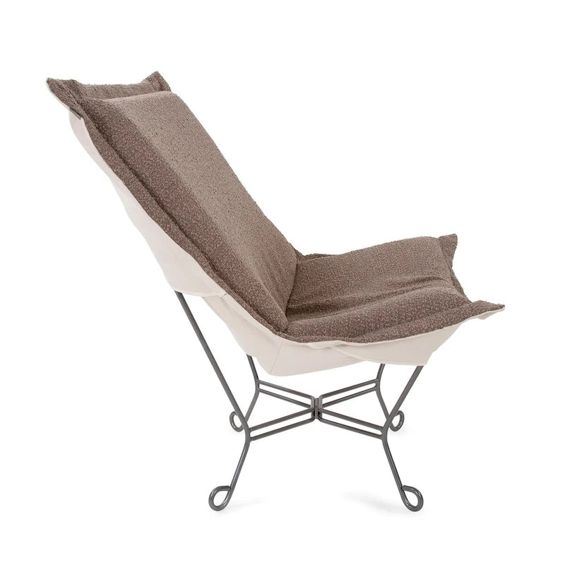 Allan Andrews Scroll Puff Chair with Titanium Frame, Barbet Collection