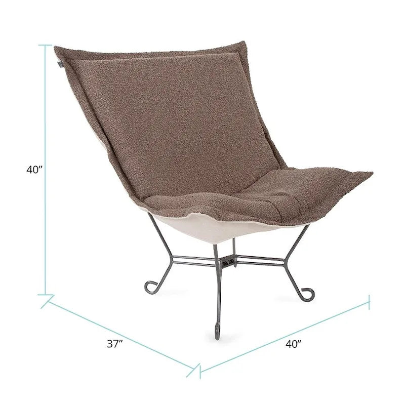 Allan Andrews Scroll Puff Chair with Titanium Frame, Barbet Collection
