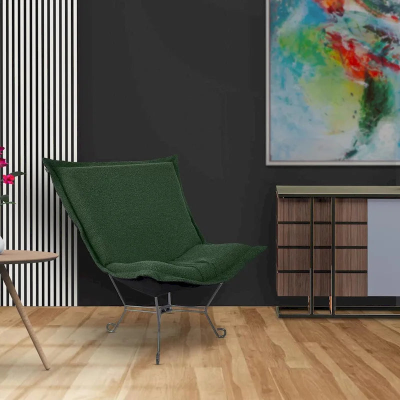 Allan Andrews Scroll Puff Chair with Titanium Frame, Barbet Collection