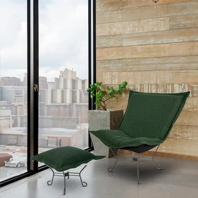 Allan Andrews Scroll Puff Chair with Titanium Frame, Barbet Collection
