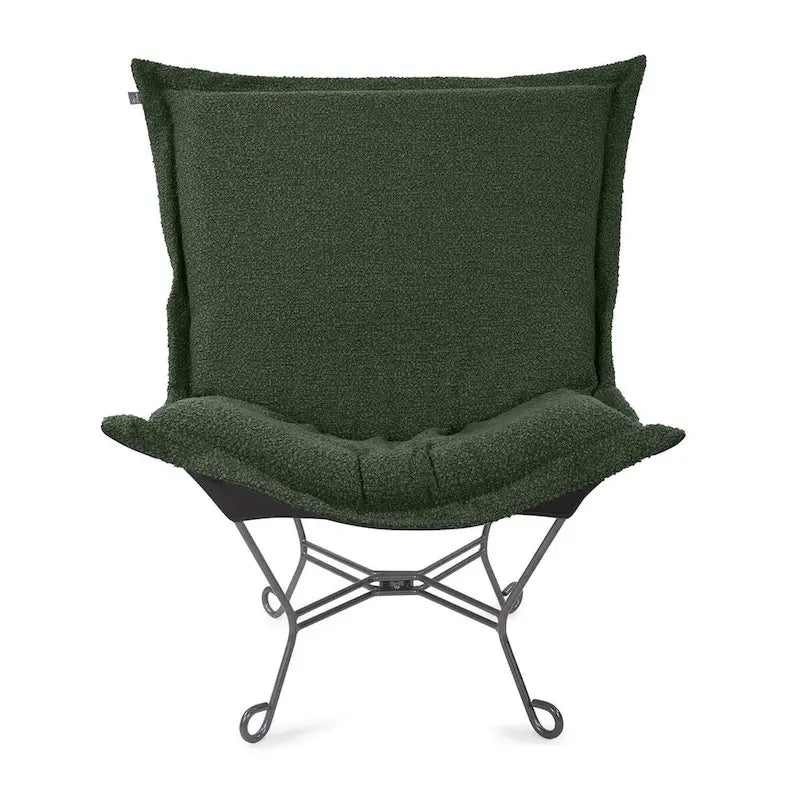 Allan Andrews Scroll Puff Chair with Titanium Frame, Barbet Collection