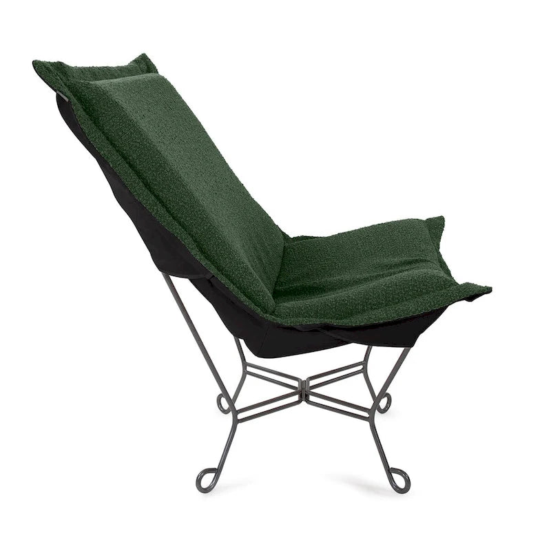 Allan Andrews Scroll Puff Chair with Titanium Frame, Barbet Collection
