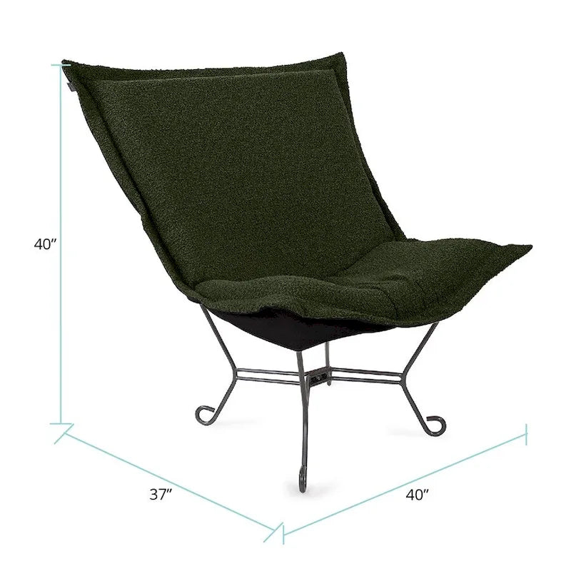 Allan Andrews Scroll Puff Chair with Titanium Frame, Barbet Collection