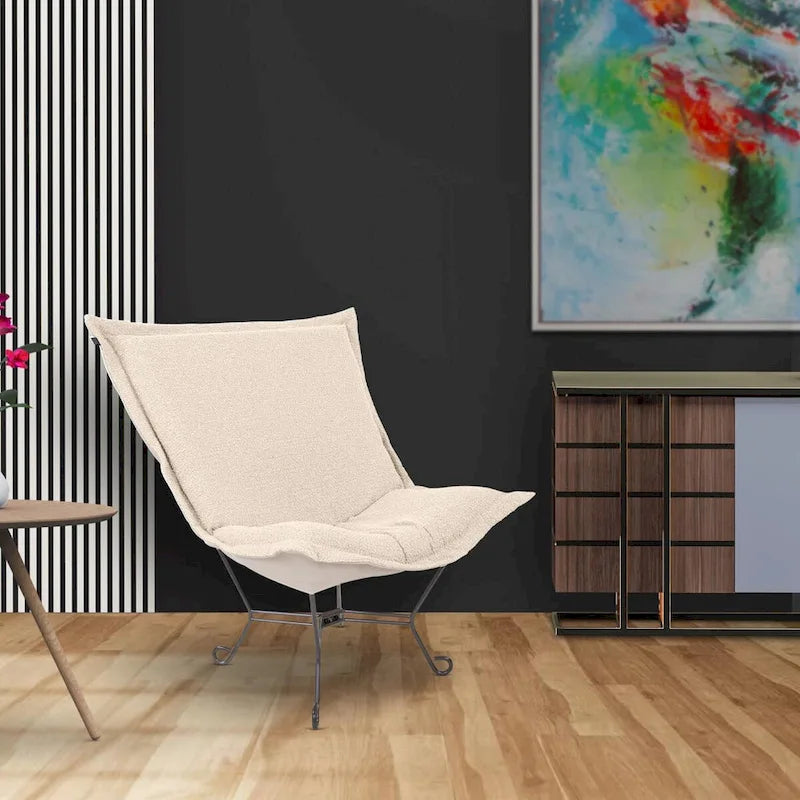 Allan Andrews Scroll Puff Chair with Titanium Frame, Barbet Collection
