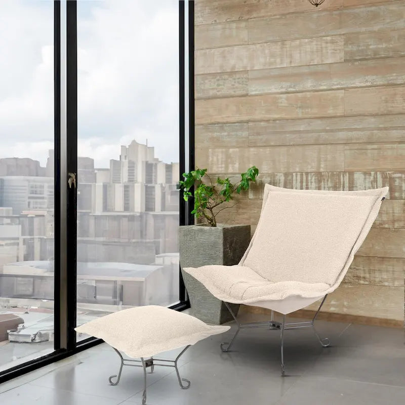 Allan Andrews Scroll Puff Chair with Titanium Frame, Barbet Collection