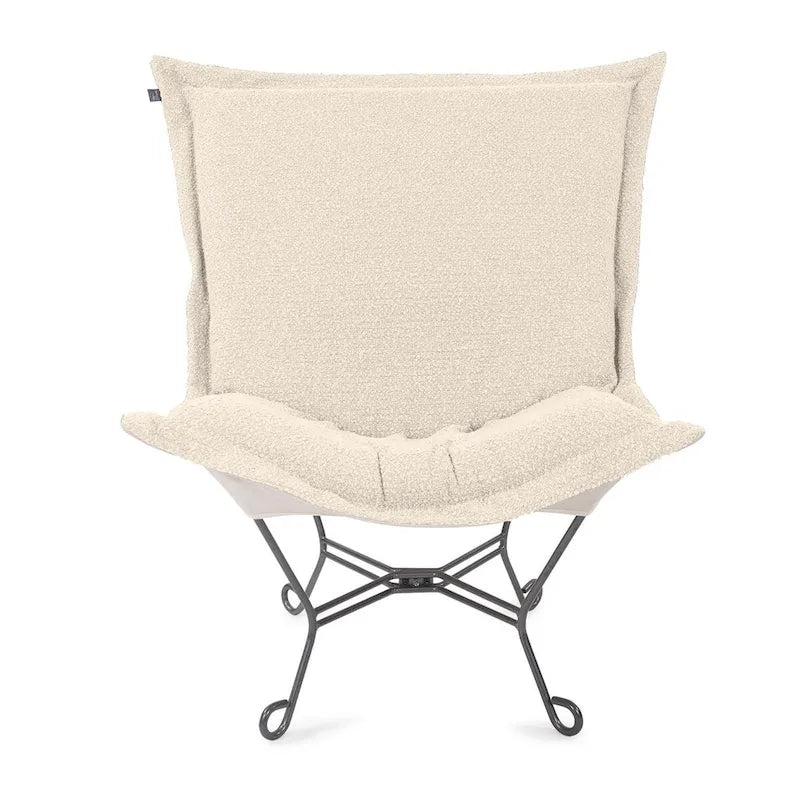 Allan Andrews Scroll Puff Chair with Titanium Frame, Barbet Collection