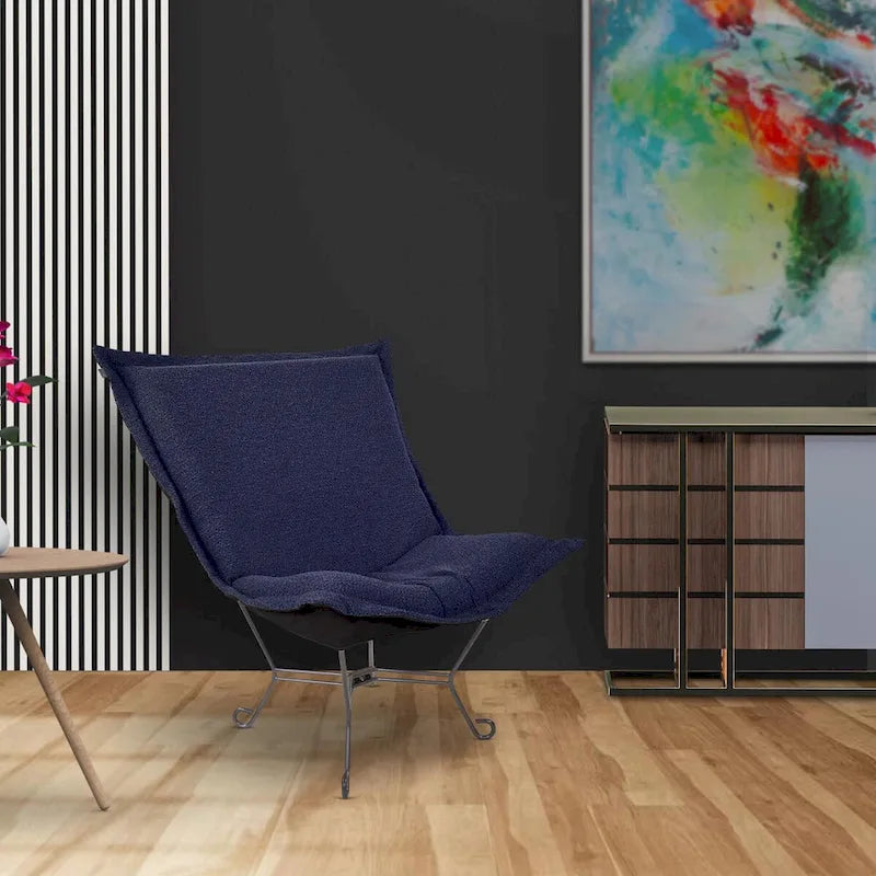 Allan Andrews Scroll Puff Chair with Titanium Frame, Barbet Collection