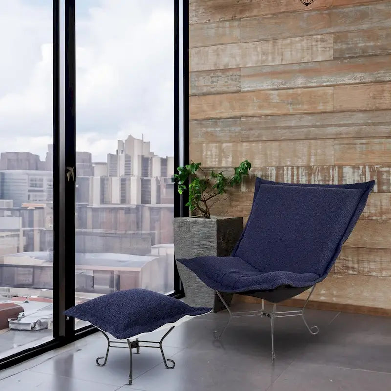 Allan Andrews Scroll Puff Chair with Titanium Frame, Barbet Collection