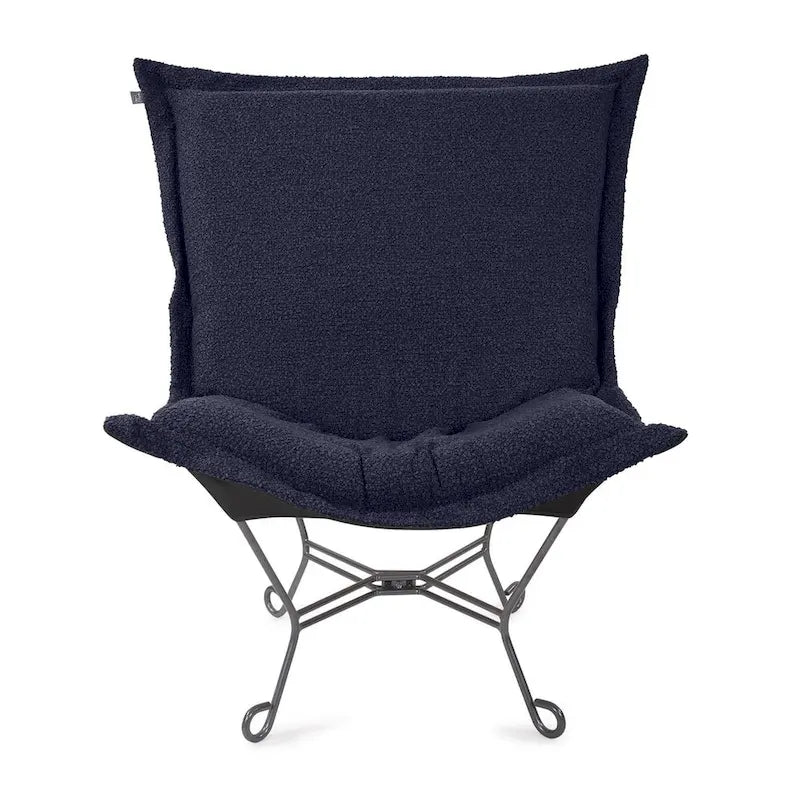 Allan Andrews Scroll Puff Chair with Titanium Frame, Barbet Collection