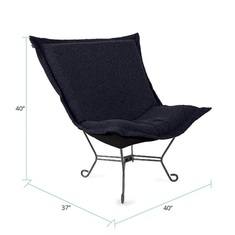 Allan Andrews Scroll Puff Chair with Titanium Frame, Barbet Collection
