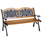 Outdoor Garden Bench with Antique-Like Flourishes, Patio Bench with Wood Slats Seat