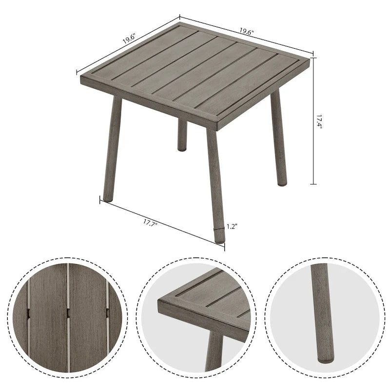 5-Piece Aluminum Patio Conversation Set with End Table and Cushions