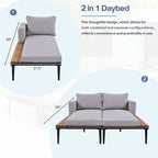 2 in 1 Modern Outdoor Metal Daybed with Wood Topped and Side Spaces