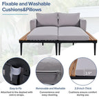 2 in 1 Modern Outdoor Metal Daybed with Wood Topped and Side Spaces