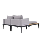 2 in 1 Modern Outdoor Metal Daybed with Wood Topped and Side Spaces