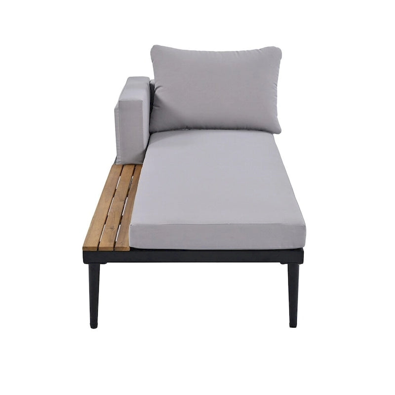 2 in 1 Modern Outdoor Metal Daybed with Wood Topped and Side Spaces