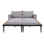 2 in 1 Modern Outdoor Metal Daybed with Wood Topped and Side Spaces