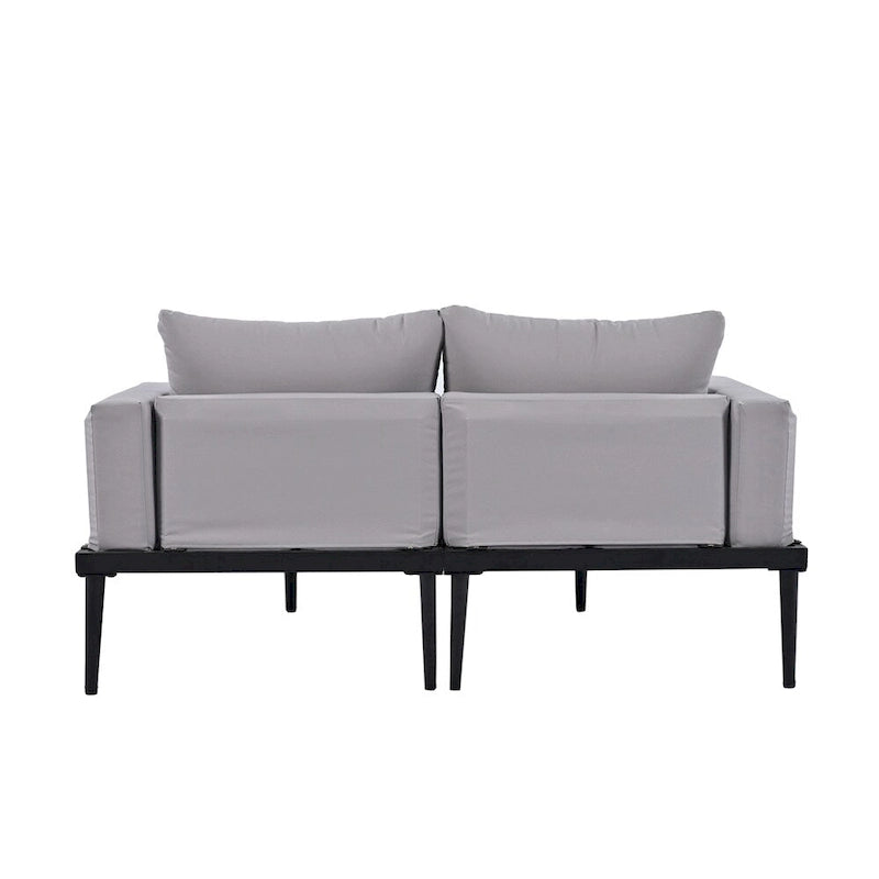 2 in 1 Modern Outdoor Metal Daybed with Wood Topped and Side Spaces