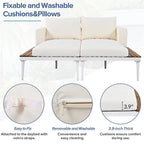 2 in 1 Modern Outdoor Metal Daybed with Wood Topped and Side Spaces