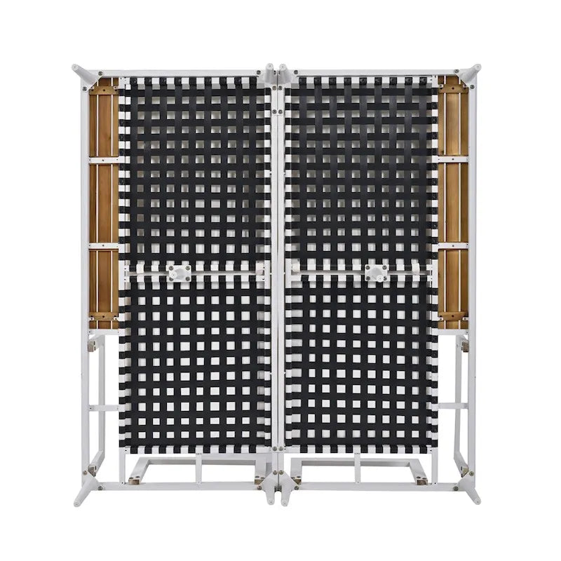 2 in 1 Modern Outdoor Metal Daybed with Wood Topped and Side Spaces